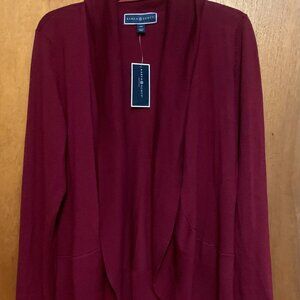 NWT Karen Scott Shawl-Collar Cardigan PM Merlot Color